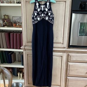 Elegant Scott McClintock navy blue and White Women's Dress